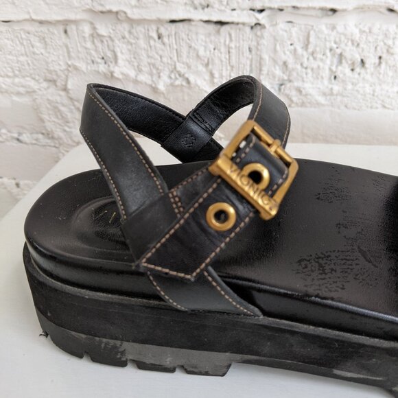 VIONIC BLACK LEATHER SANADLS SIZE 9.5 - Picture 3 of 8